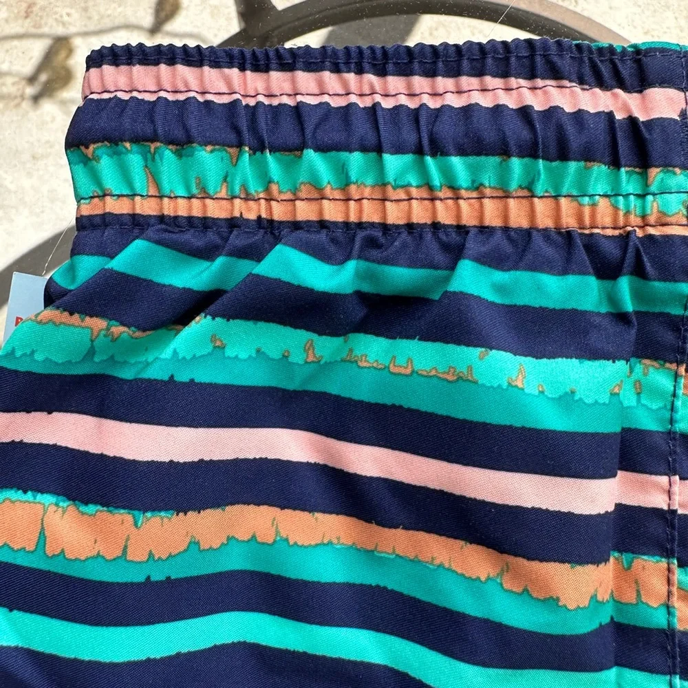 Cat & Jack Striped Swim Trunks in Navy Blue/Green/Peach - Size 2T